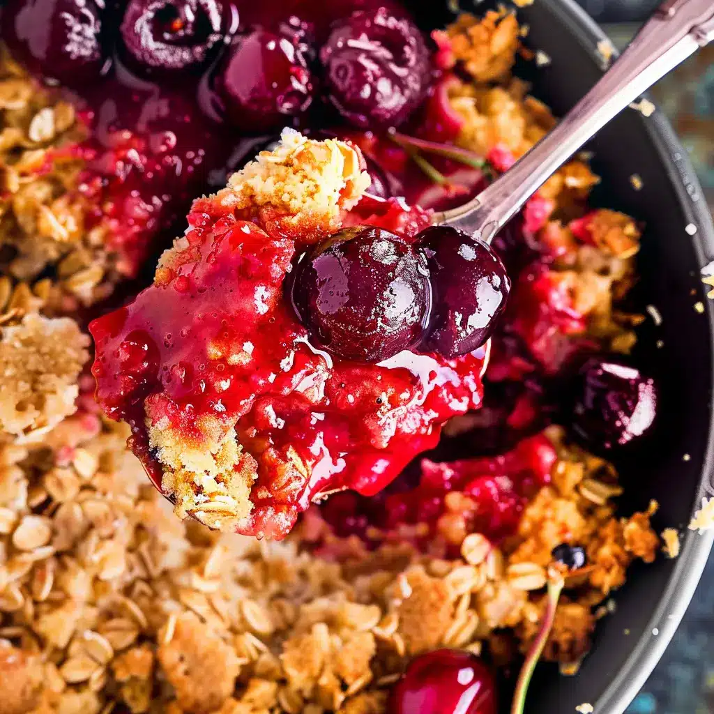 Cherry Crisp Recipe: Easy, Fresh, and Delicious Homemade Dessert 6 Printable cherry crisp recipe card on table