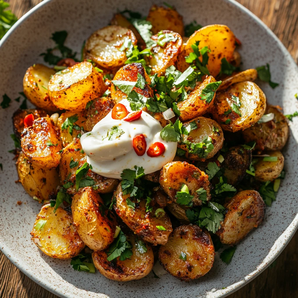 Chili Crisp Potato Salad: A Bold Twist on a Classic Favorite 6 Recipe card for chili crisp potato salad with ingredients and step-by-step instructions.
