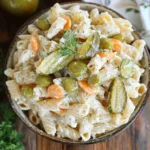 Dill Pickle Pasta Salad Recipe – A Refreshing Summer Side Dish 6 Recipe card for dill pickle pasta salad, featuring ingredients and instructions.