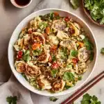 Crispy Dumpling Salad: Quick 15-Minute Dinner with Big Flavor 5 Finished Crispy Dumpling Salad with Recipe Card