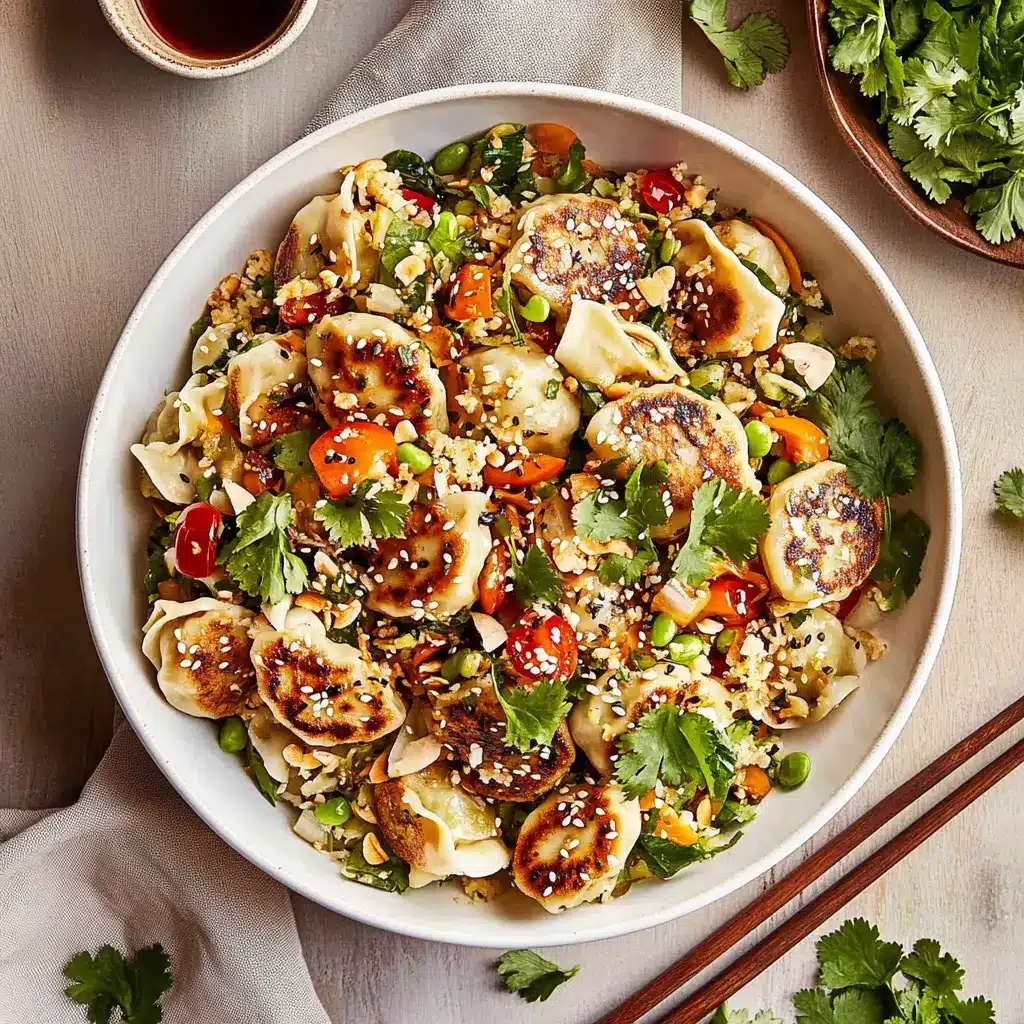 Crispy Dumpling Salad: Quick 15-Minute Dinner with Big Flavor 6 Finished Crispy Dumpling Salad with Recipe Card