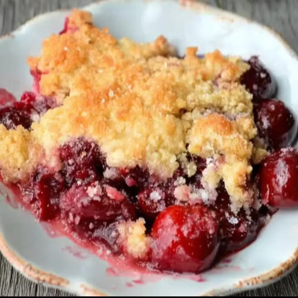 Easy Cherry Crisp: A Simple, Delicious Dessert Recipe 4 Easy Cherry Crisp served with vanilla ice cream