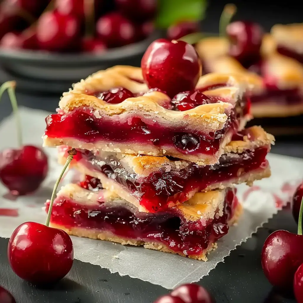Easy Cherry Pie Bars: Simple, Sweet, and Baked to Share 3 Easy Cherry Pie Bars fresh from the oven with glaze