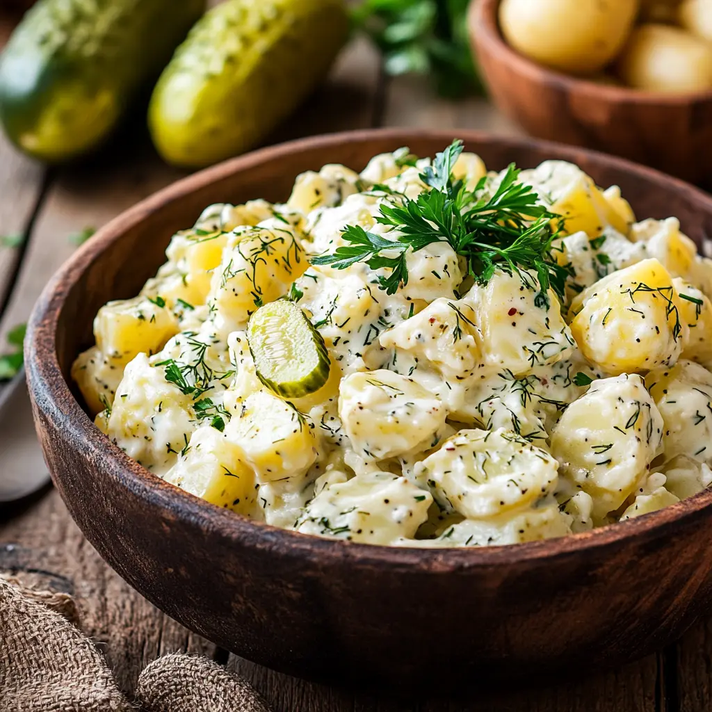 Potato Salad Recipe with Dill Pickle: A Tangy Twist on a Classic Dish 4 Delicious potato salad recipe with dill pickles, creamy dressing, and fresh parsley