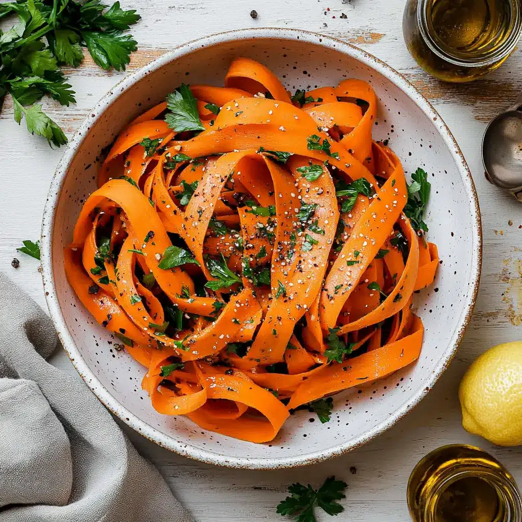 Raw Carrot Ribbon Salad – Crunchy, Healthy & Hormone-Smart 3 Raw carrot ribbon salad in a ceramic bowl with fresh herbs