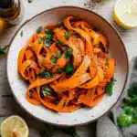 Raw Carrot Ribbon Salad – Crunchy, Healthy & Hormone-Smart 4 Recipe card layout of raw carrot ribbon salad