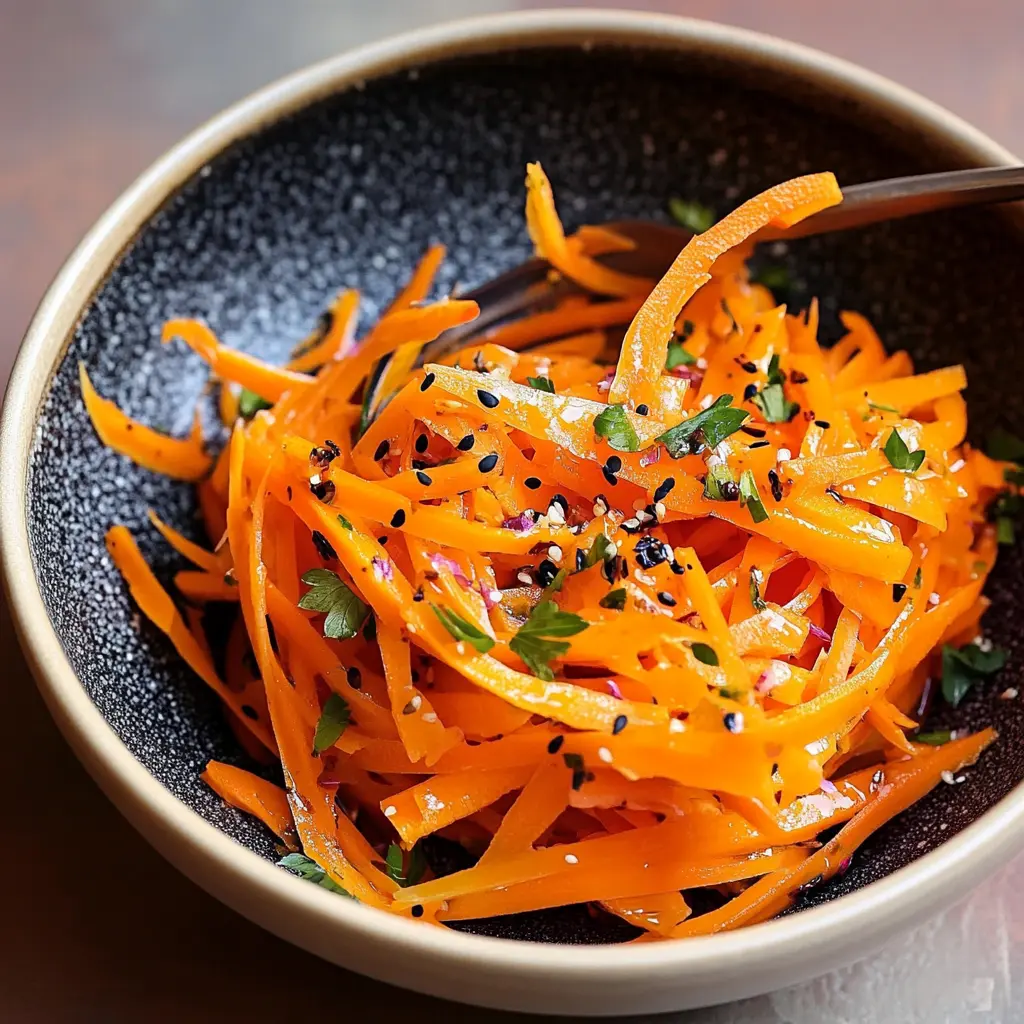 Raw Carrot Salad Recipe – Crunchy, Healthy & Hormone-Boosting 4 Raw carrot salad in a bowl with sesame and parsley