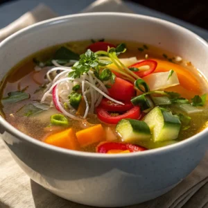 Clear Soup Recipe – Simple, Light, and Delicious Anytime 2 Clear soup recipe with fresh vegetables in a bowl