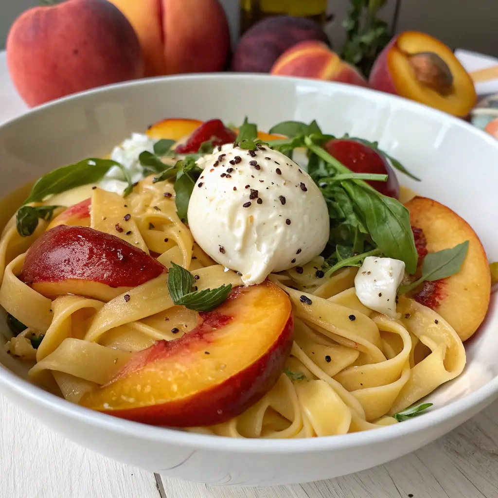 Peach Burrata Pasta Salad Recipe: A Fresh and Creamy Summer Delight 6 Peach Burrata Pasta Salad Recipe Card