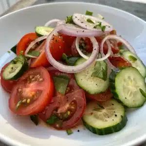 Tomato, Cucumber, and Onion Salad: A Fresh and Simple Delight 1 Tomato, Cucumber, and Onion Salad