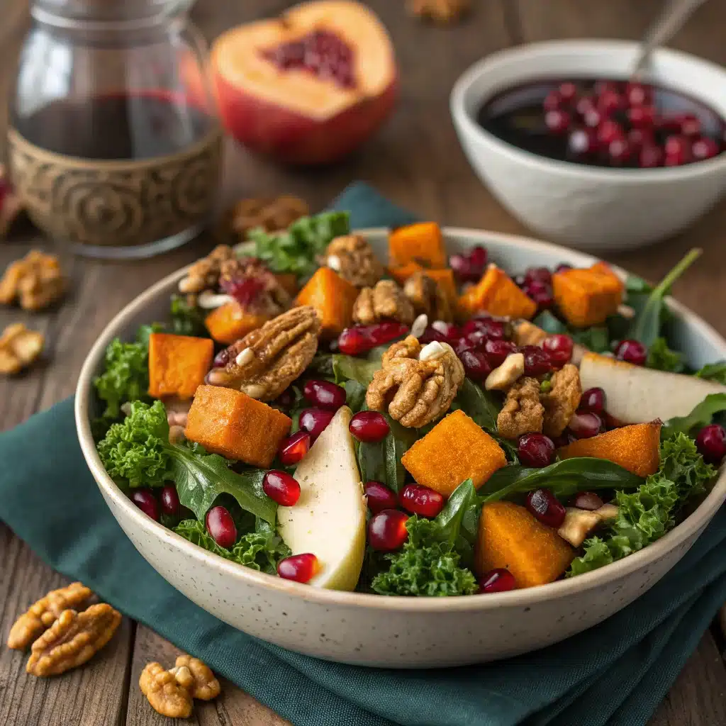 autumn harvest salad with pomegranate and walnuts